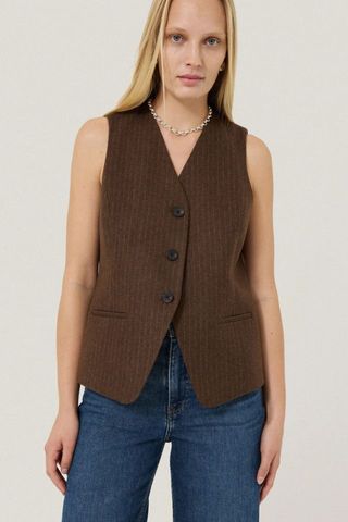 Jigsaw Wool Pinstripe Waistcoat