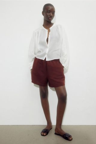 Linen-Blend Pull-On Shorts