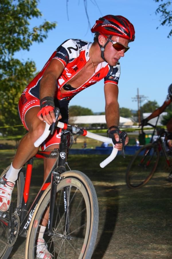 Swiss rider Valentin Scherz matched the leader's pace all day.