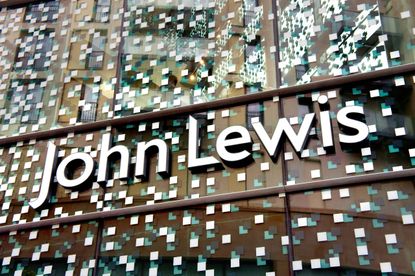 John Lewis department store logo on glass facade of new store
