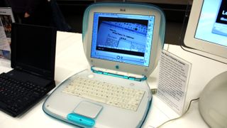 The Apple iBook at the Vintage Computer Festival held in February 2025 in Orange, California.