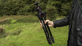 Image shows the Manfrotto 190 Go! tripod in hand
