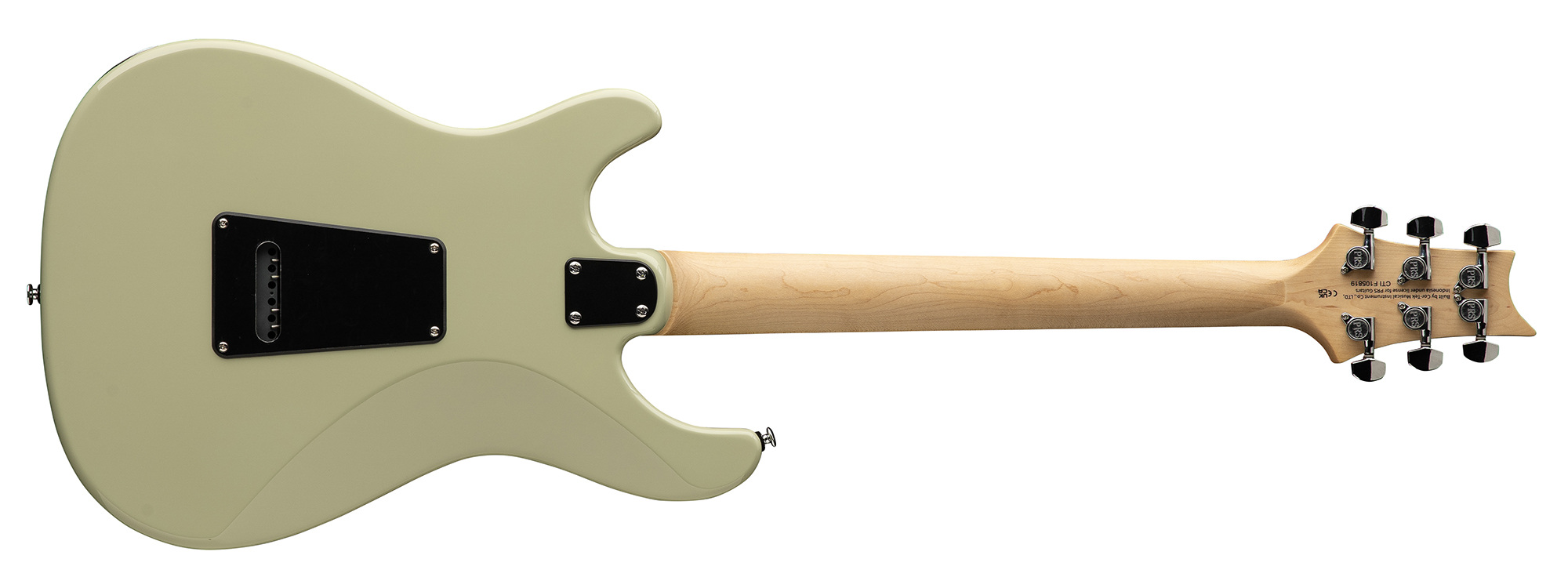A photo showing the back of the PRS SE Studio Standard in Sage Green