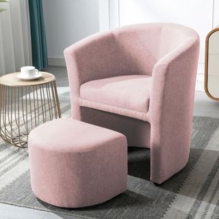 Wayfair pink Accent Chair and foot stool