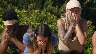 Aaron, Taylor and Eva disgusted outside in Surviving Paradise
