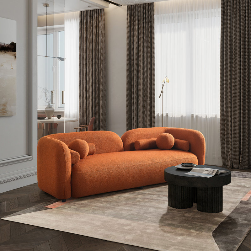 Allmodern Katrien 93'' Japandi Style Luxury Modern Boucle Fabric Curvy Arm Couch & Reviews | Wayfair