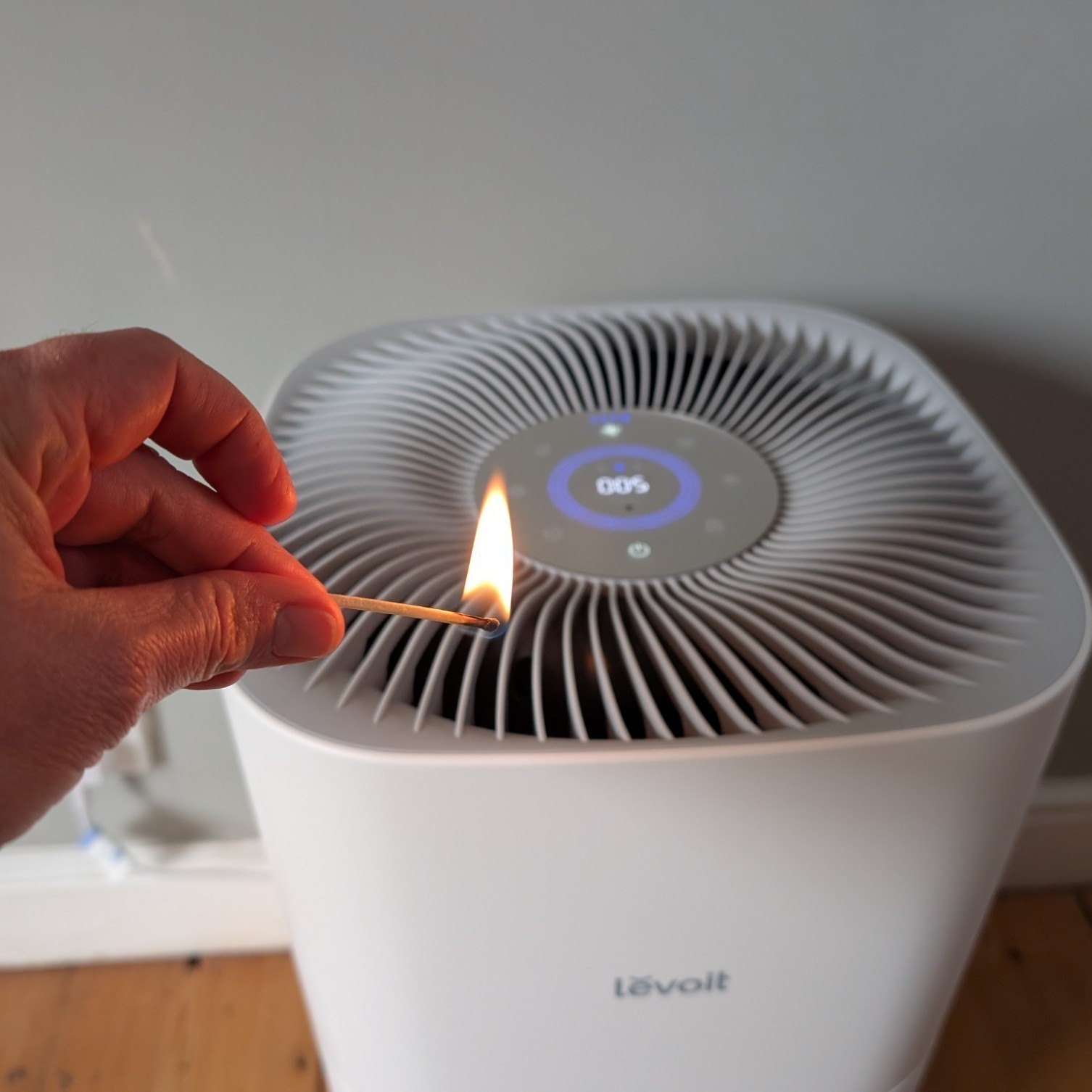 Levoit Core 600S Air Purifier in home testing