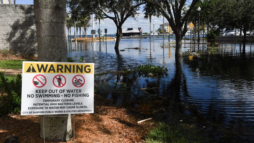 Street flooding in Sanford, Florida, after Hurricane Ian.