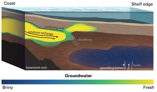 This conceptual model shows how offshore groundwater feeds the aquifer.