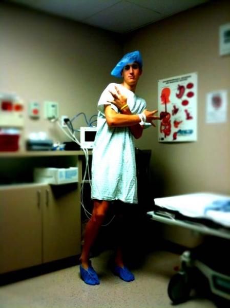Messing around pre-surgery... West Side! Gotta love the foot covers! And that hat... So hot.