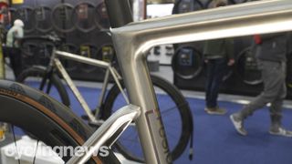 A close up of the Reilly Cycleworks Fusion titanium road bike