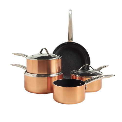 John Lewis Aluminium Non-Stick Pan Set, 5 Piece, Copper
