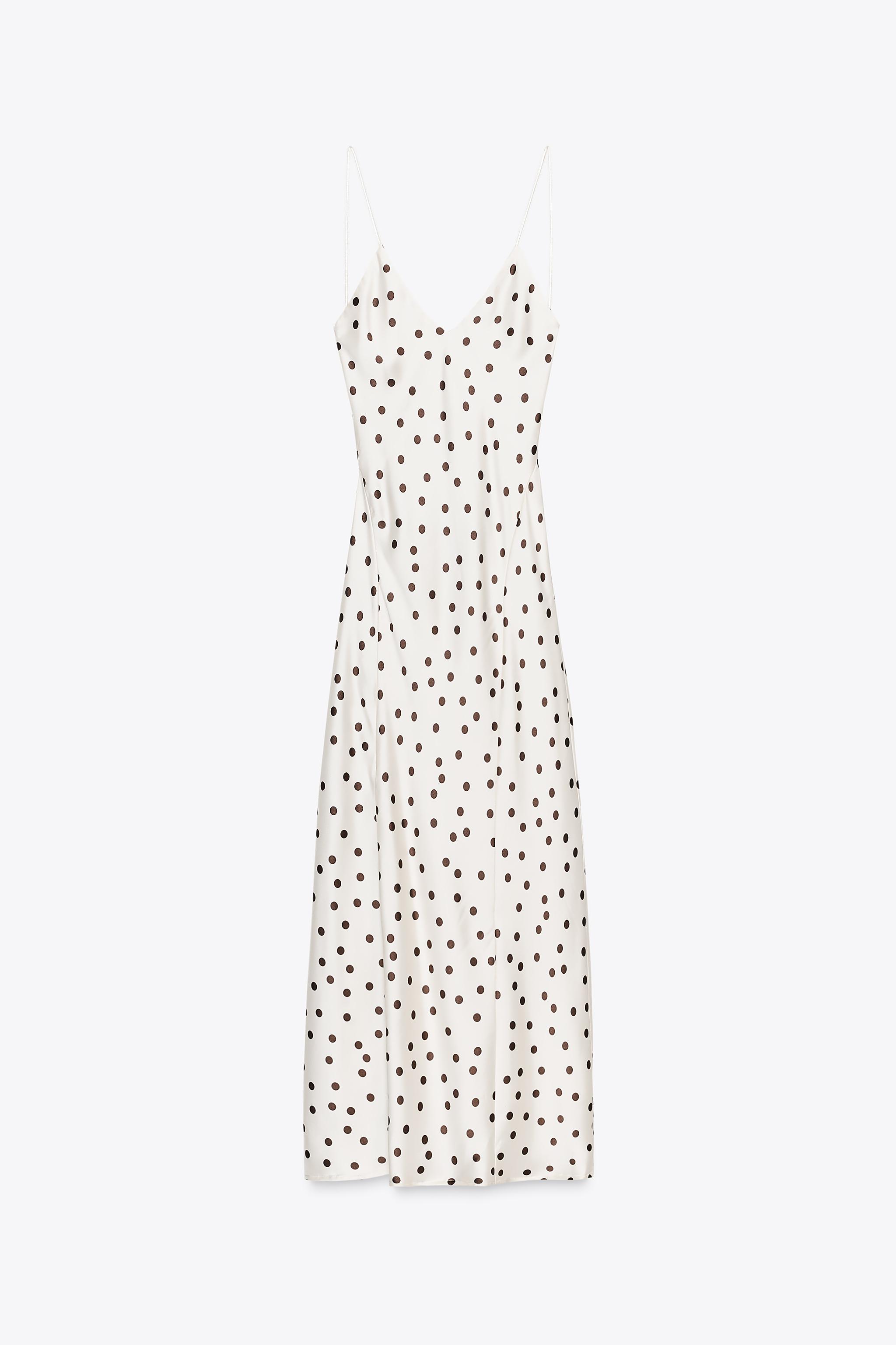 Vestido midi de bolinhas de cetim