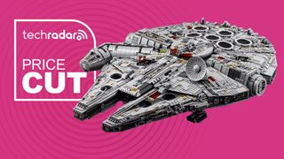 An image of the Lego Star Wars Ultimate Collector Series Millennium Falcon with a TechRadar deal tag