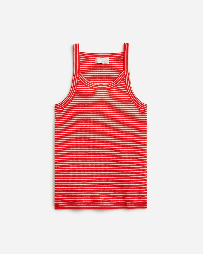 Featherweight Cashmere Ribbed Tank Top in Stripe
