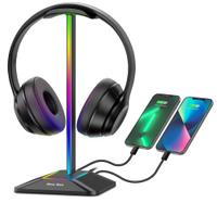 New Bee RGB headphone stand | Aluminum construction | USB charging ports | $25.99 $12.79 on Amazon (save $13.20)