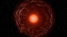 An illustration of a glowing sun surrounded by red glowing gas.