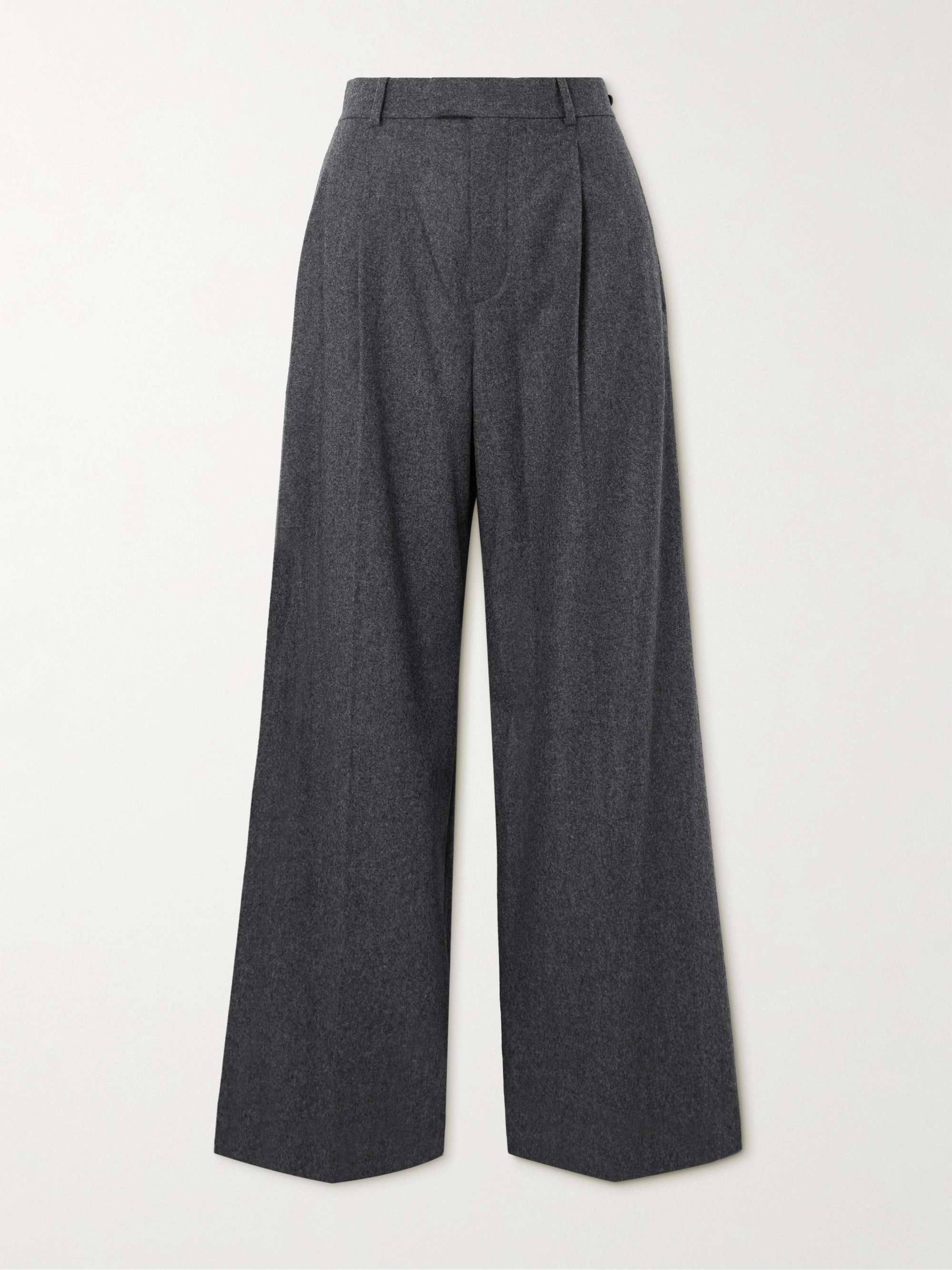 Pleated Wide-Leg Wool Trousers