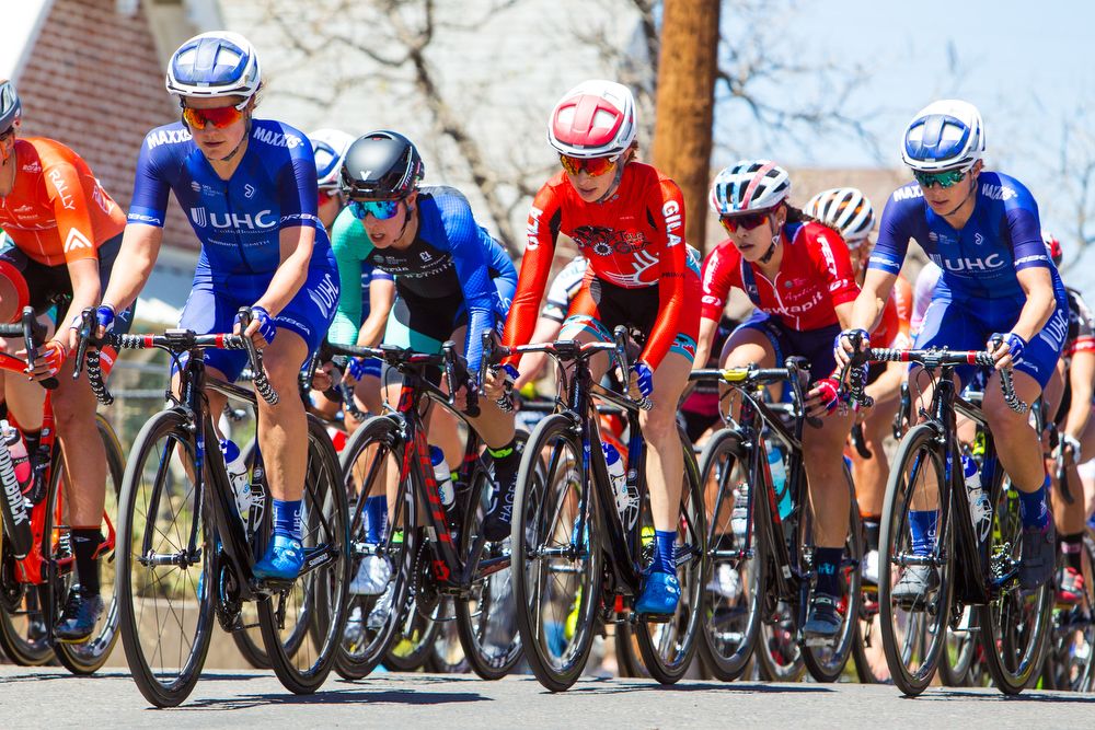 The women's peloton n action during stage 4 at the Tour of the Gila.