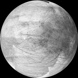 A view of Europa captured by NASA's Galileo spacecraft in 2000