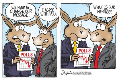 Political cartoon US Democrats polls message