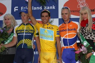 The podium (l-r): Lieuwe Westra, Alberto Contador and Stef Clement.