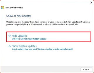 Hide updates on Windows 11