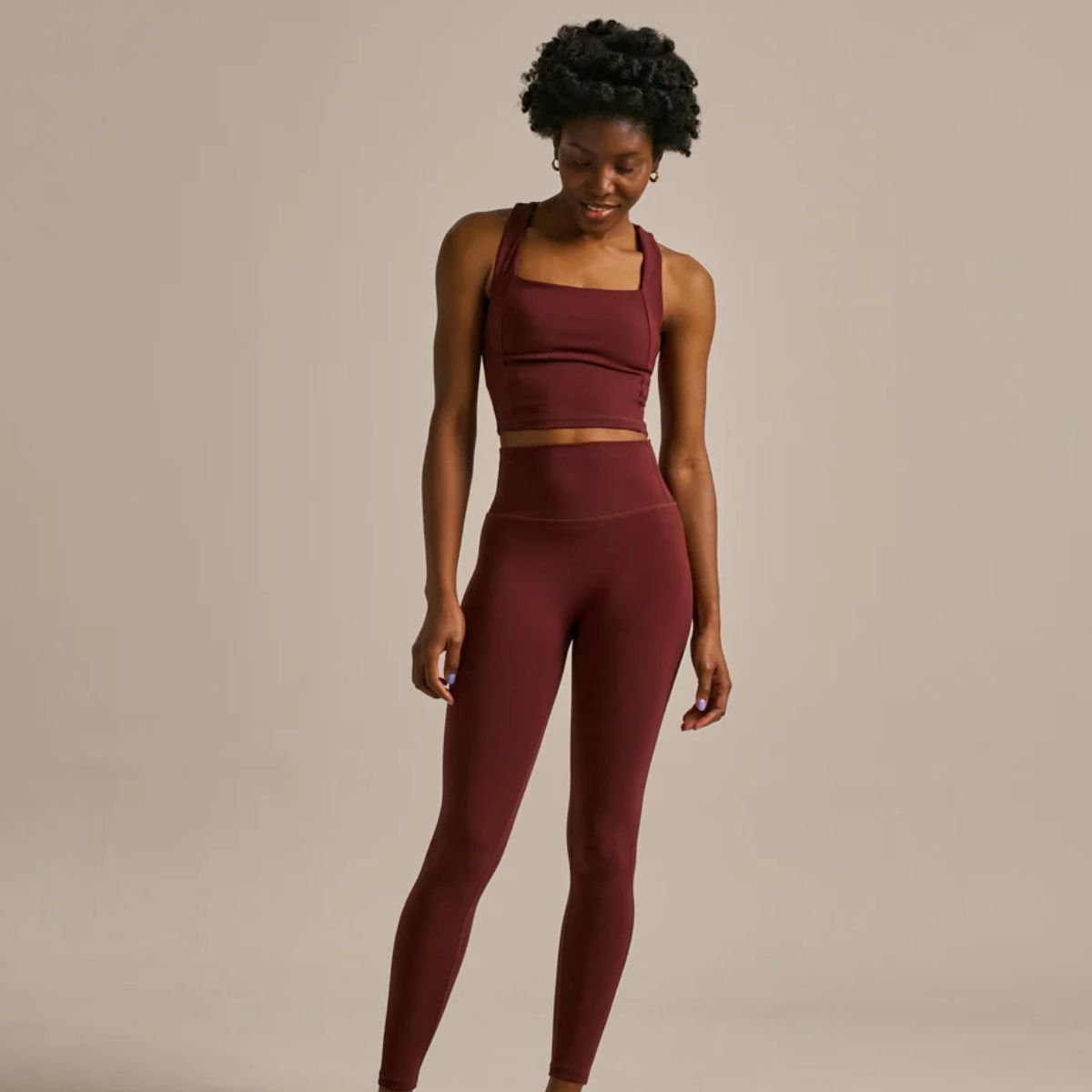 model wearing BAM mallea leggings