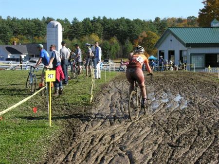 The elite women had to contend with plenty of mud.