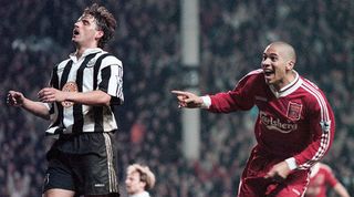 Stan Collymore scoring for Liverpool against Newcastle