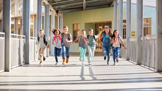 kids running at school