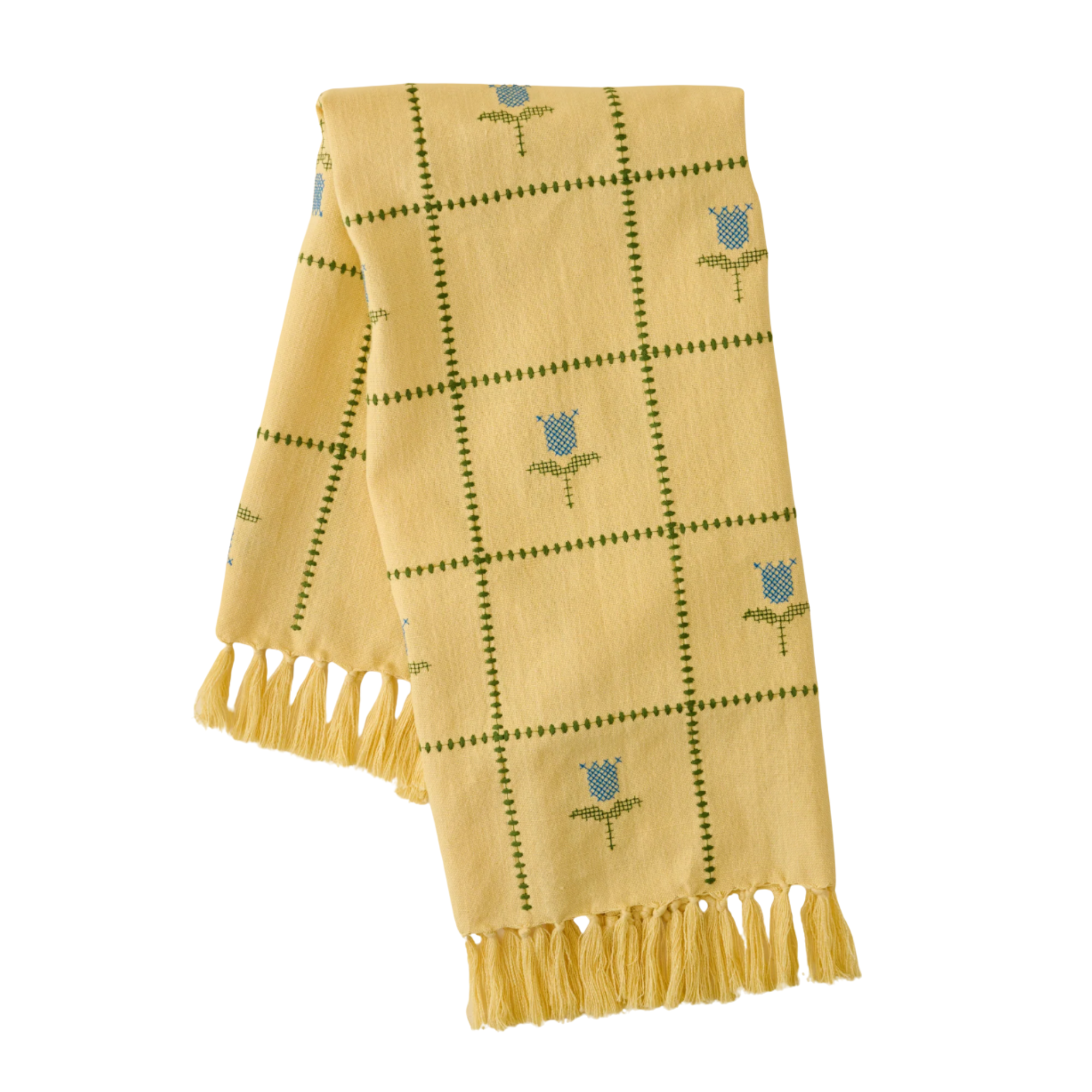 a yellow tea towel
