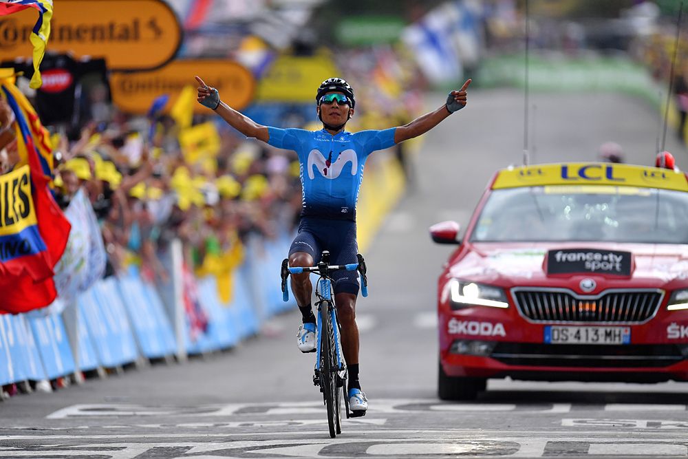 Nairo Quintana (Movistar) wins stage 18 at the Tour de France