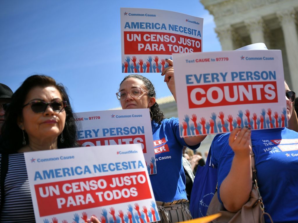 Census protest outside Supreme Court.