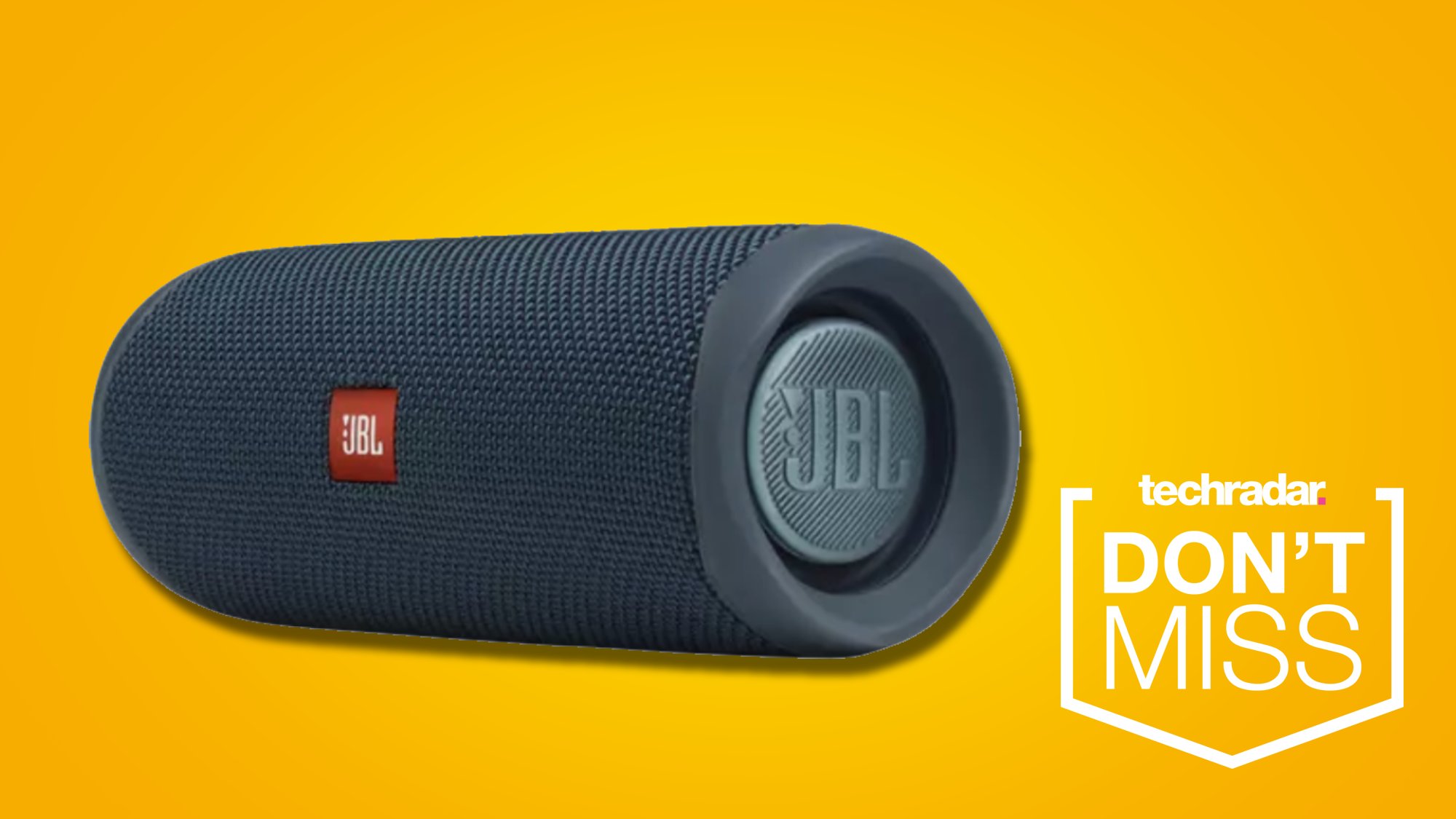 JBL Flip 5 on yellow background