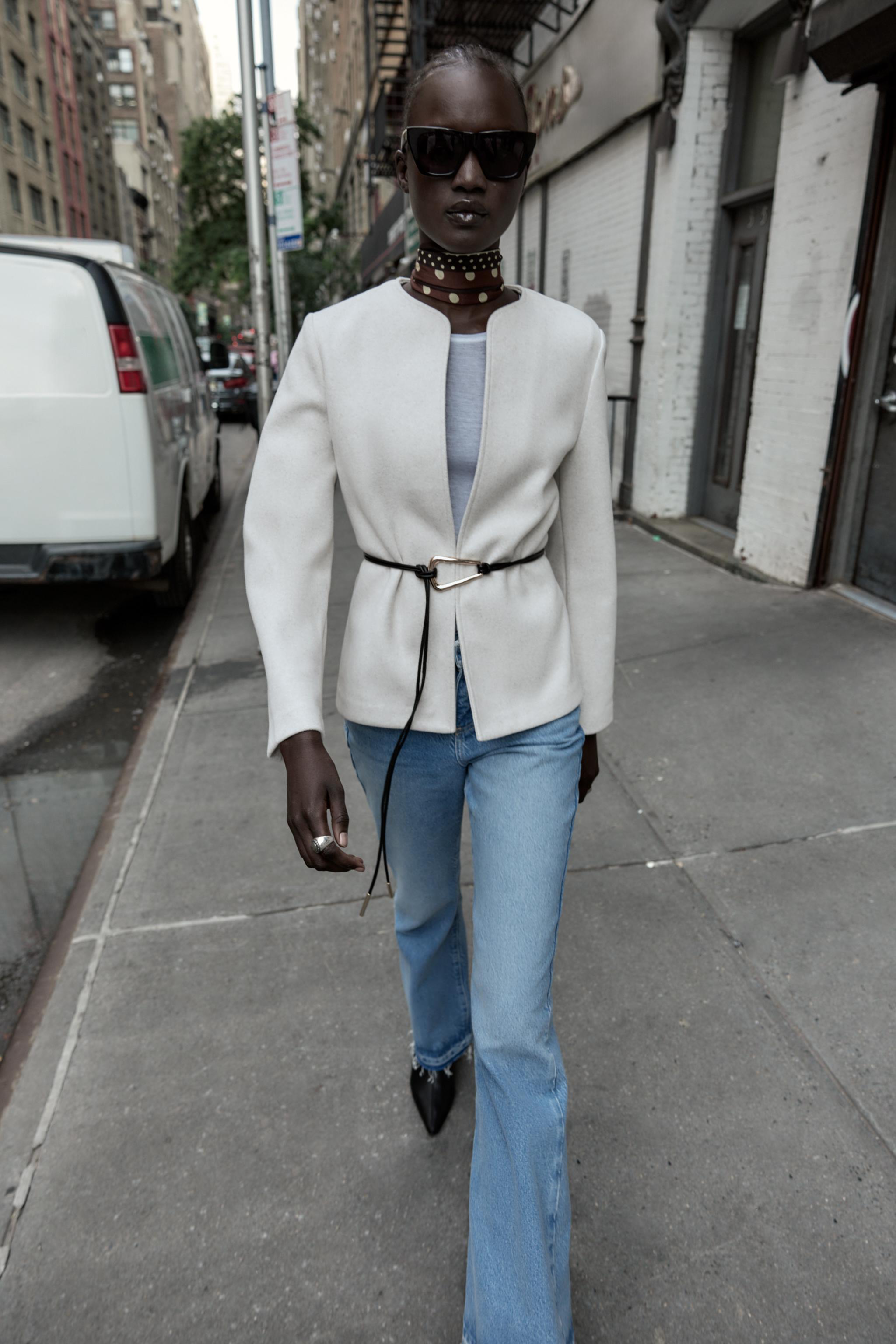 Round Neck Belted Blazer