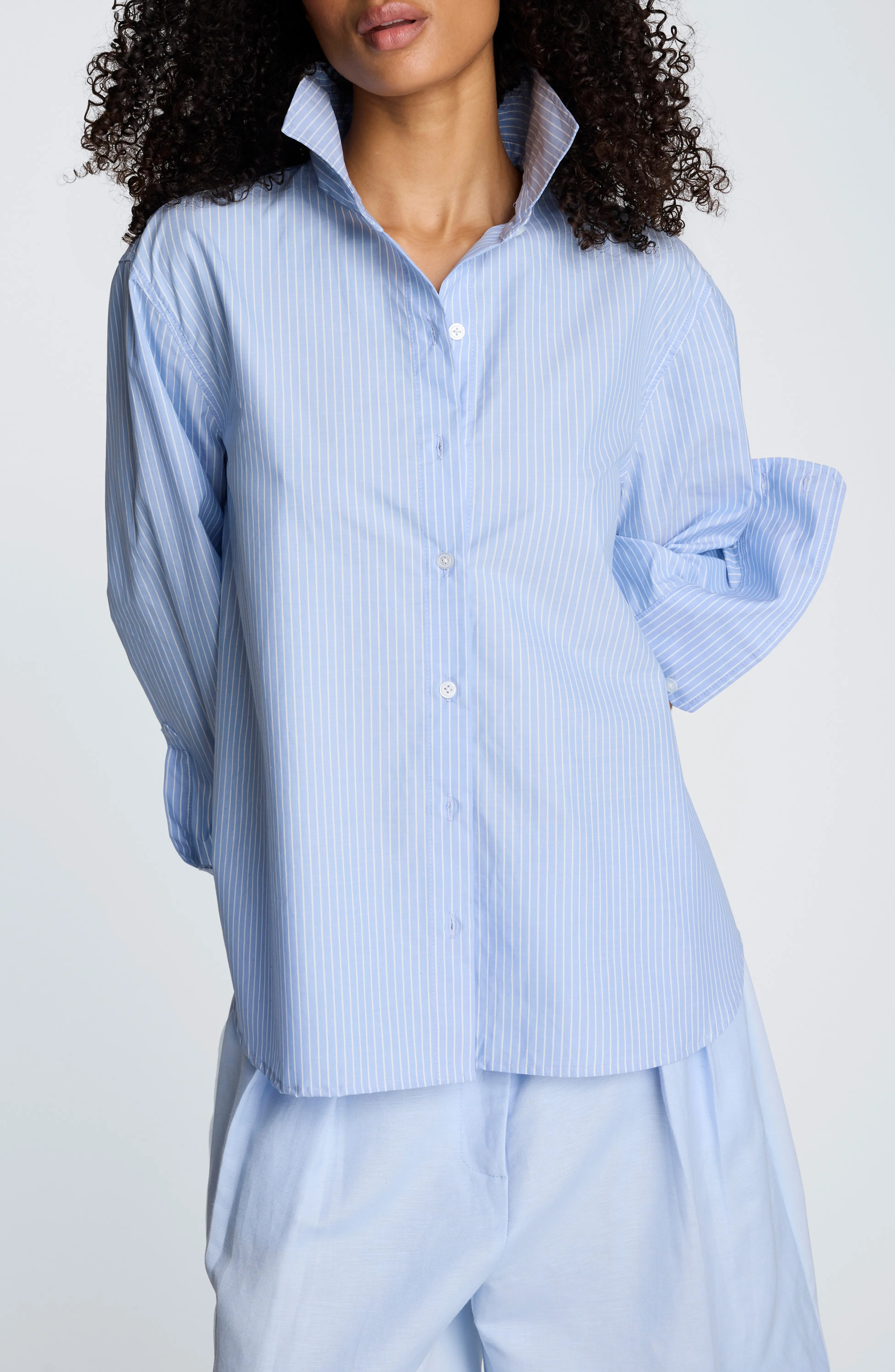 Kenneth Cole, Pinstripe Button-Up Boyfriend Shirt (Was $99)