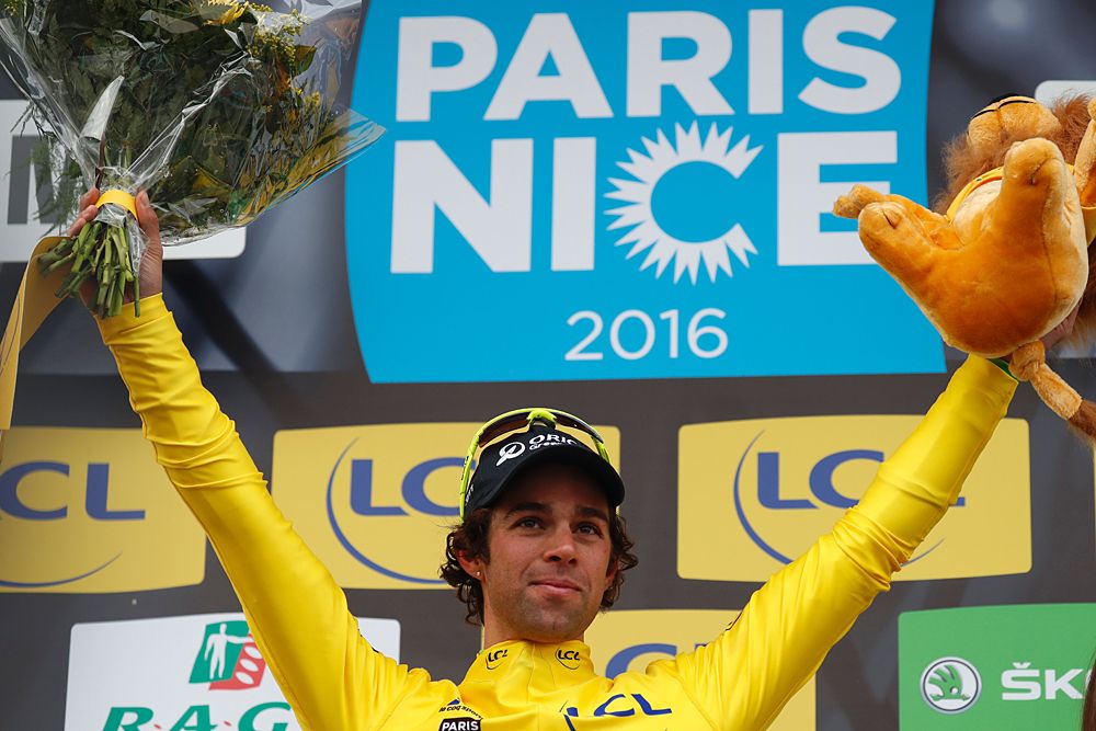 Michael Matthews (Orica-GreenEdge) wears the overall leader's jersey at Paris-Nice