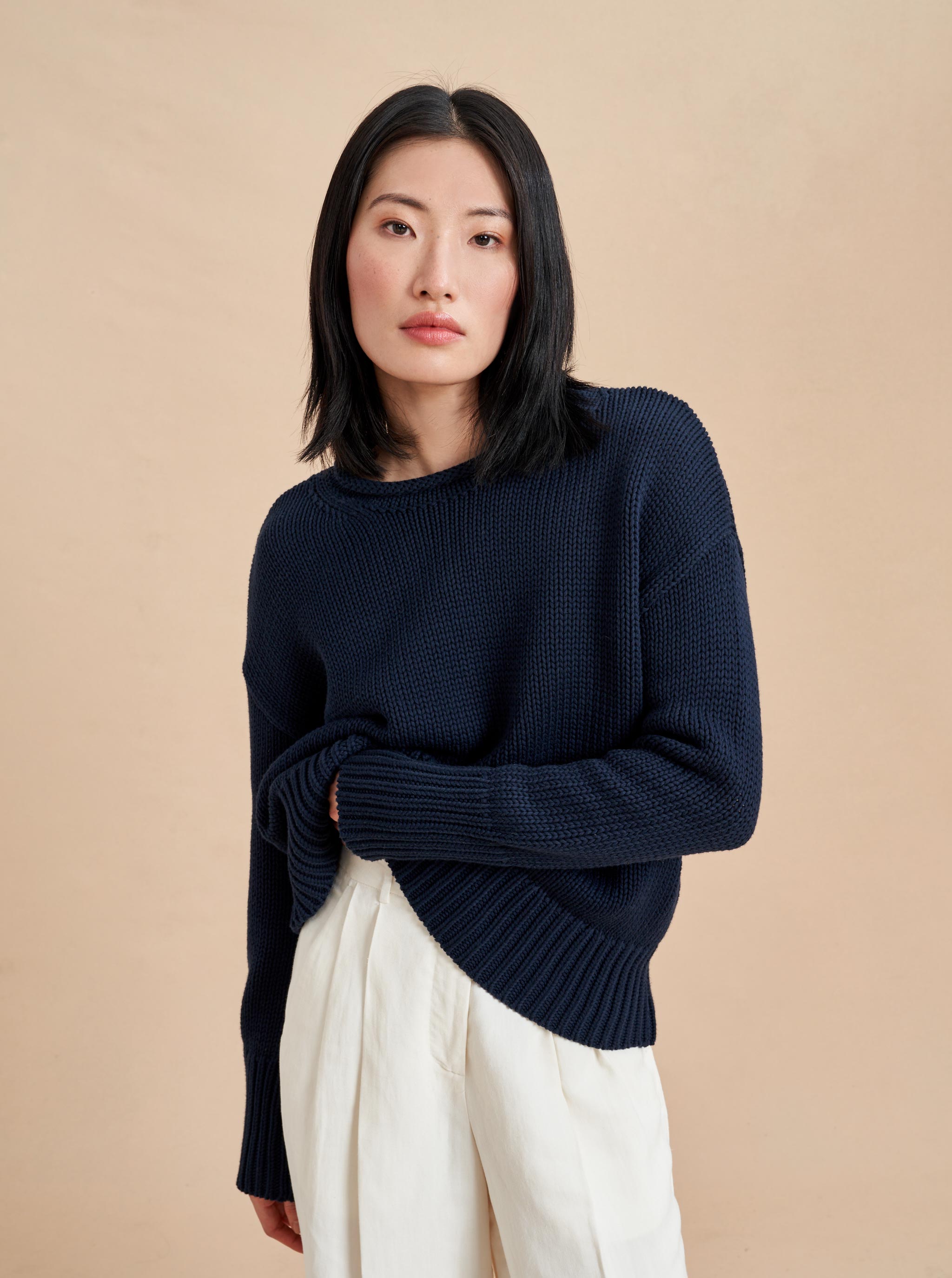 Solid Marina Sweater Xxs in Navy