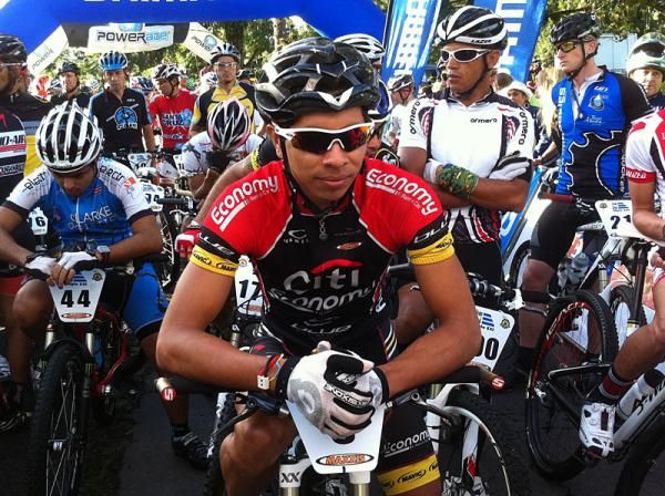 A racer focuses before the start
