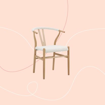 Wishbone chair on pink background