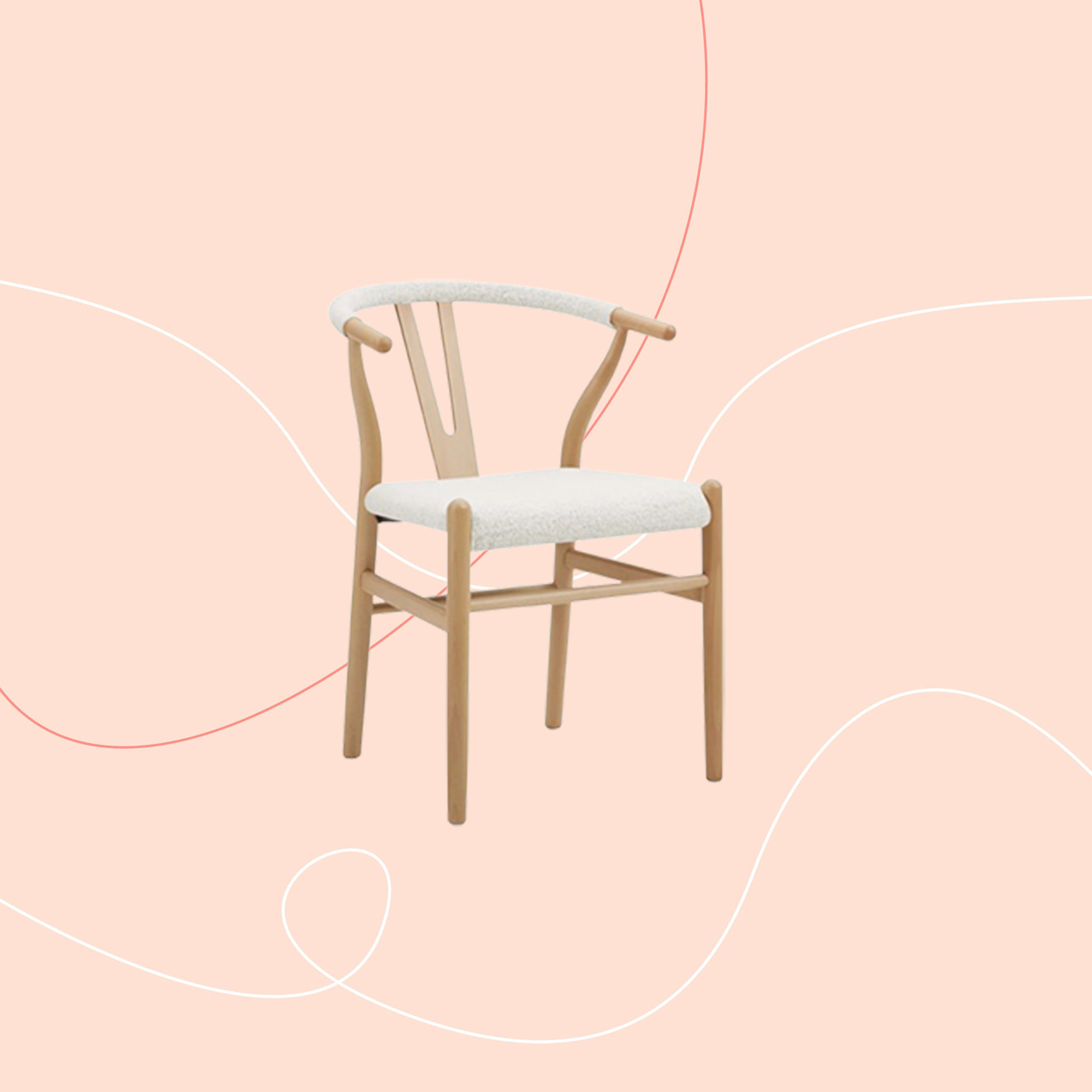Wishbone chair on pink background