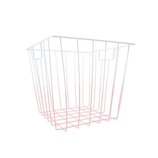 A pink wire storage basket
