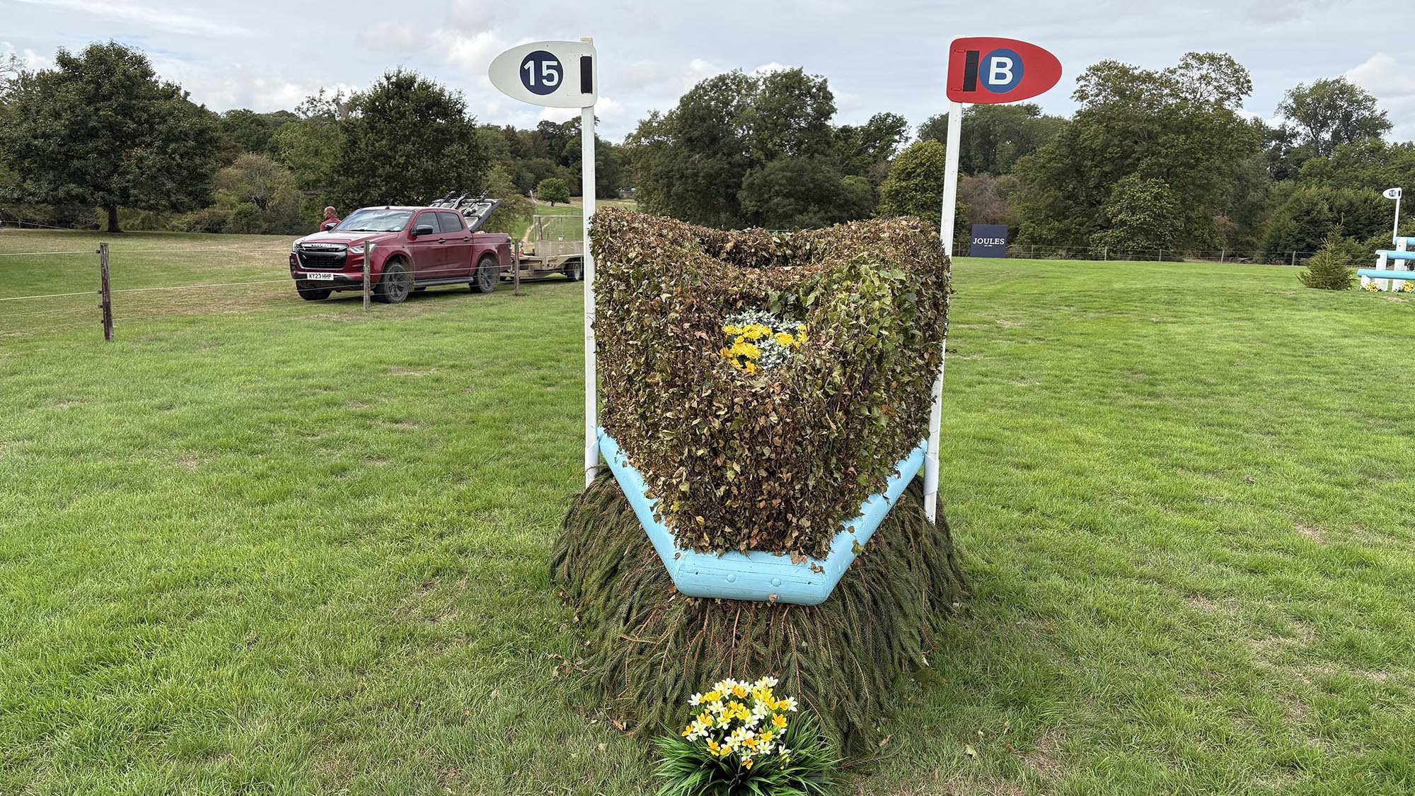 Narrow brush fence on the Burghley cross-country course 2026