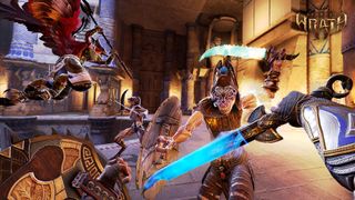 An official screenshot of Asgard's Wrath 2 showing sword combat