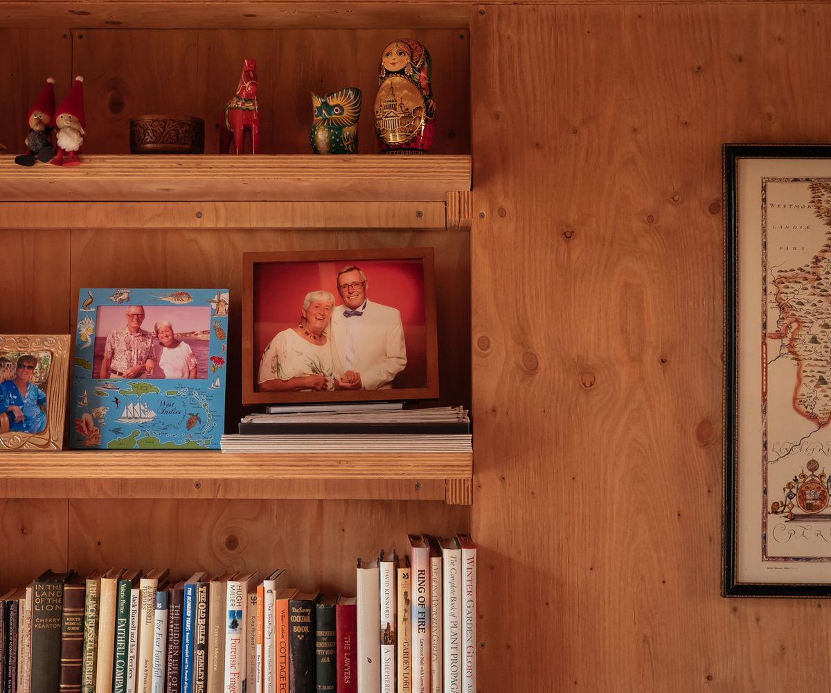 Close up a shelf in a timber wall home build from a modular and sustainable build system