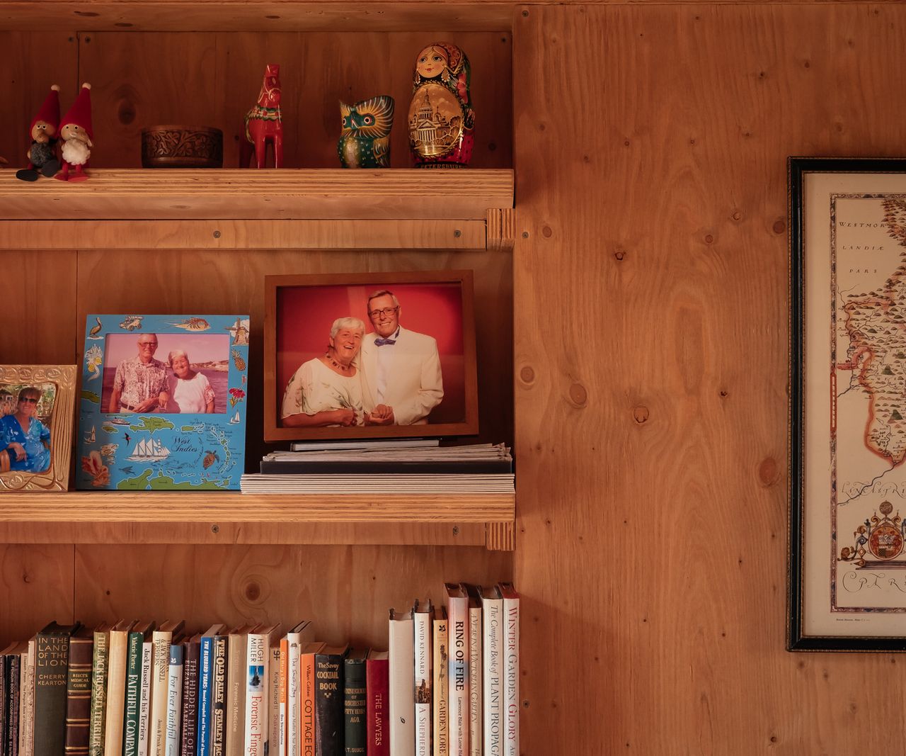 Close up a shelf in a timber wall home build from a modular and sustainable build system