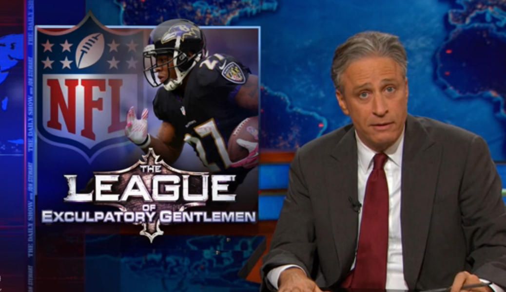 You think you&amp;#039;re angry at the NFL over its Ray Rice debacle? Watch Jon Stewart.