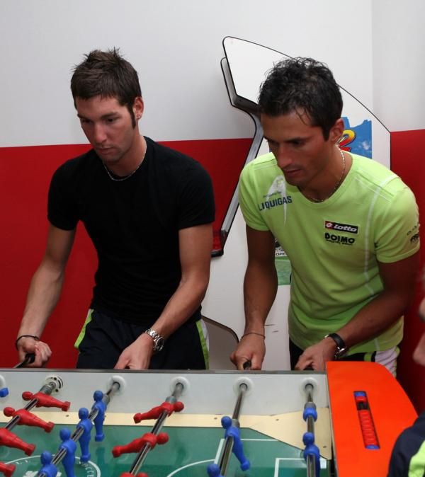 Fabio Sabatini and Daniele Bennati experience foosball glory