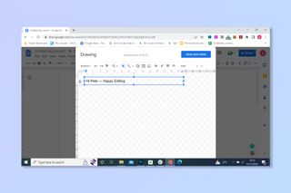 The fifth step to inserting a text box in Google Docs- writing in the text